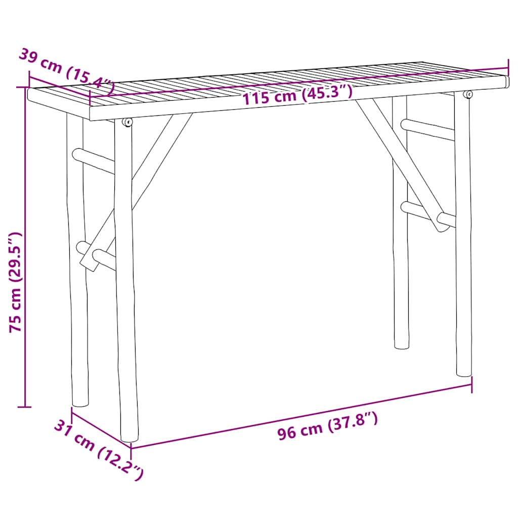 Tavolo Consolle 115x39x75 come in Bambù