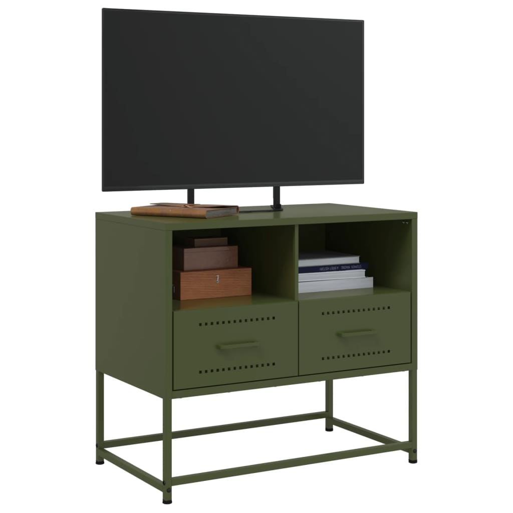 Mobile TV Verde Oliva 68x39x60,5 cm in Acciaio