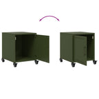 Comodino Verde Oliva 36x39x43,5 cm in Acciaio