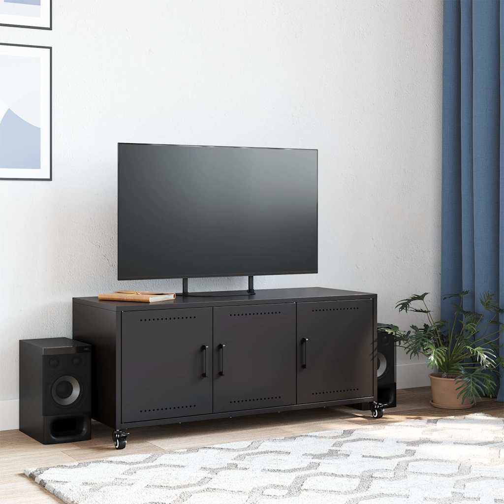 Mobile TV Nero 100,5x39x43,5 cm in Acciaio