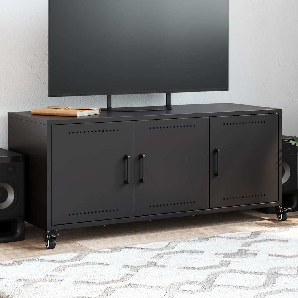 Mobile TV Nero 100,5x39x43,5 cm in Acciaio