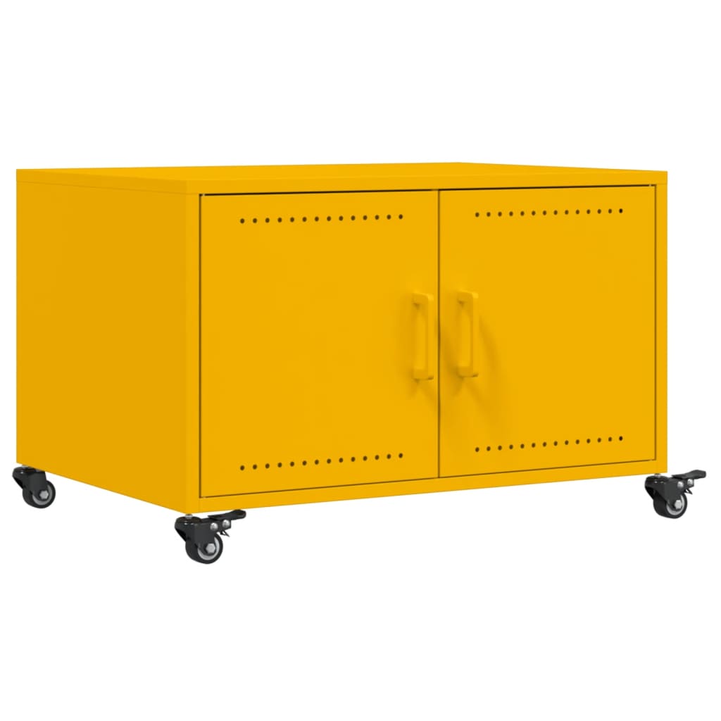 Tavolino Giallo Senape 68x50x43,5 cm Acciaio Laminato a Freddo