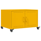 Tavolino Giallo Senape 68x50x43,5 cm Acciaio Laminato a Freddo