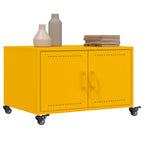 Tavolino Giallo Senape 68x50x43,5 cm Acciaio Laminato a Freddo