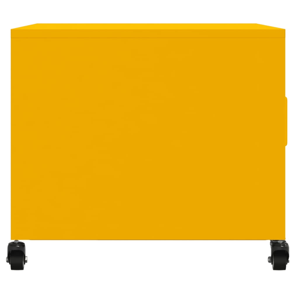 Tavolino Giallo Senape 68x50x43,5 cm Acciaio Laminato a Freddo