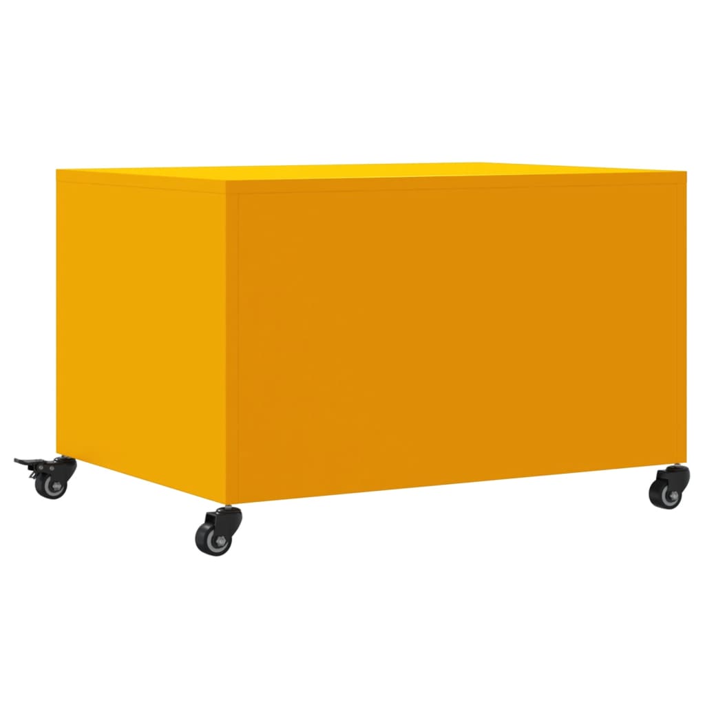 Tavolino Giallo Senape 68x50x43,5 cm Acciaio Laminato a Freddo