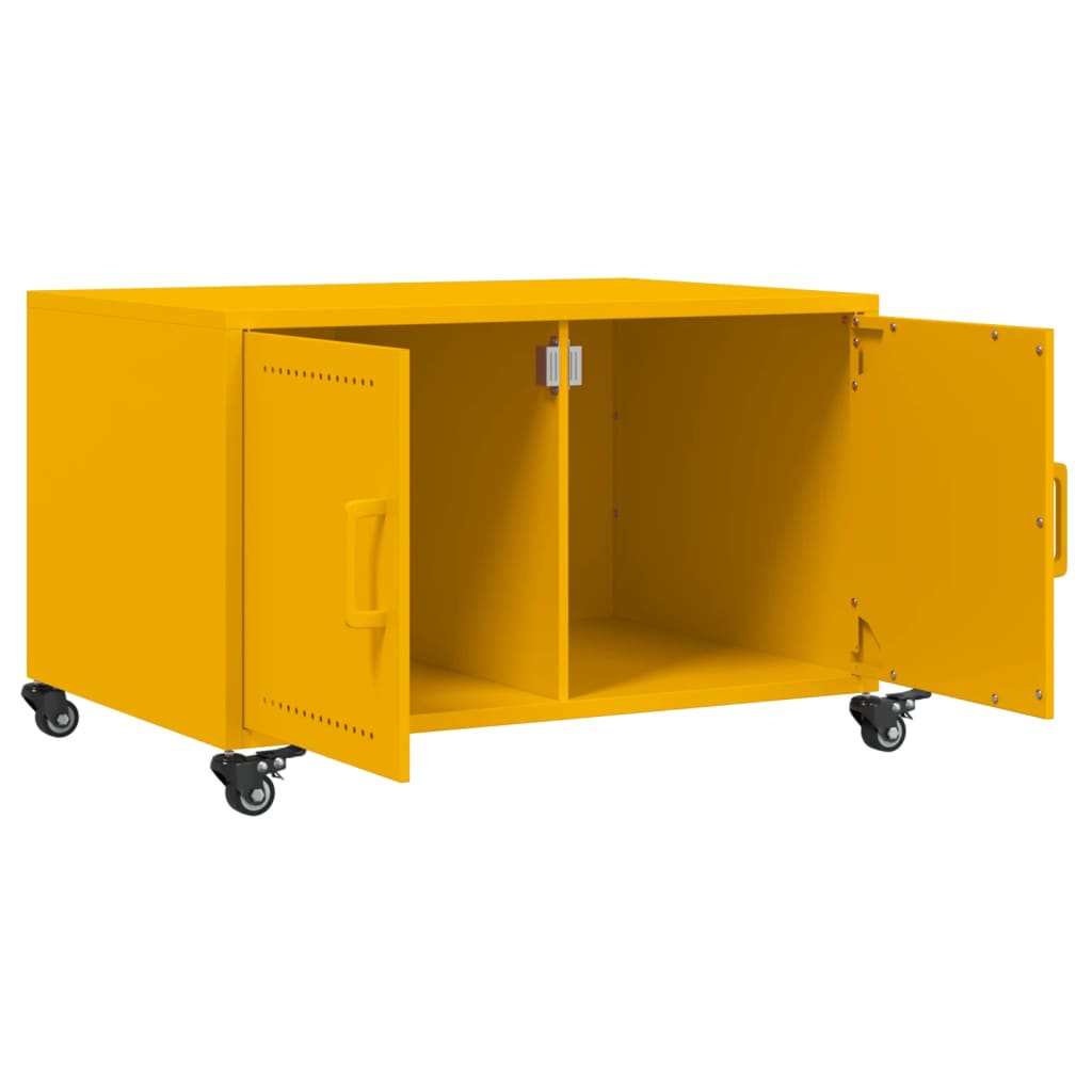 Tavolino Giallo Senape 68x50x43,5 cm Acciaio Laminato a Freddo