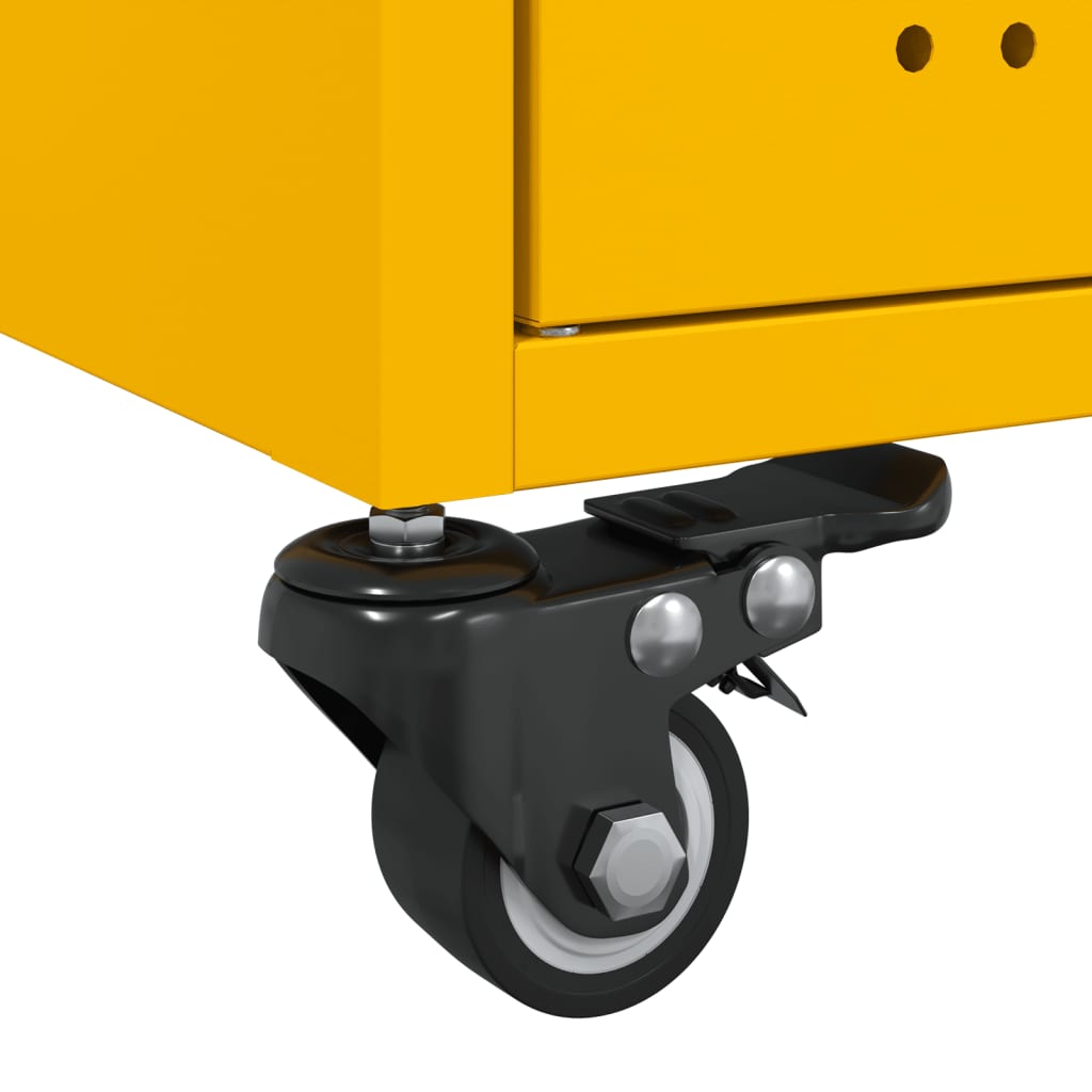 Tavolino Giallo Senape 68x50x43,5 cm Acciaio Laminato a Freddo