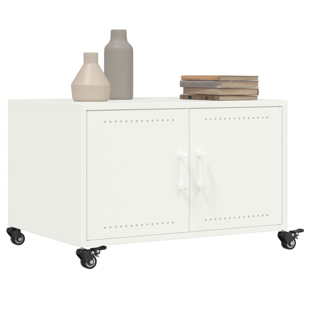 Tavolino da Salotto Bianco 68x50x43,5 cm in Acciaio
