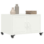 Tavolino da Salotto Bianco 68x50x43,5 cm in Acciaio