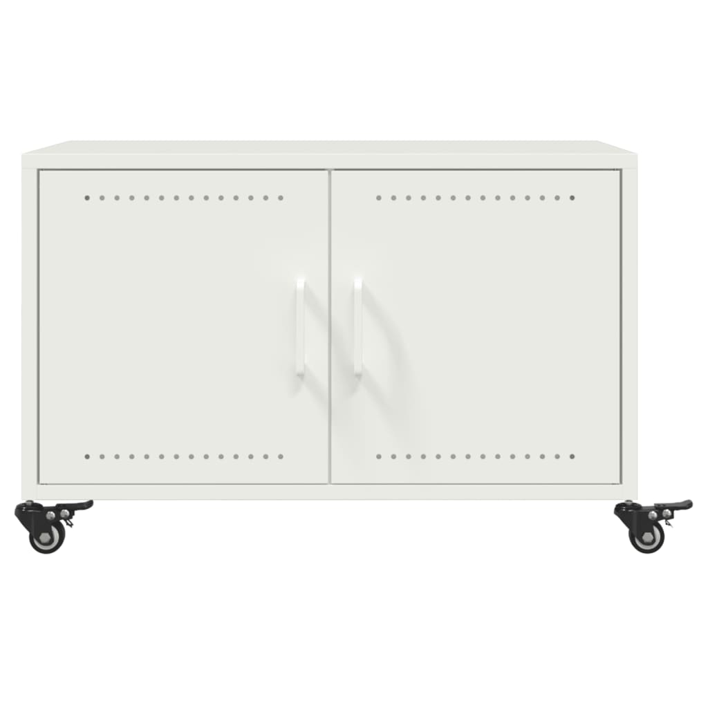 Tavolino da Salotto Bianco 68x50x43,5 cm in Acciaio