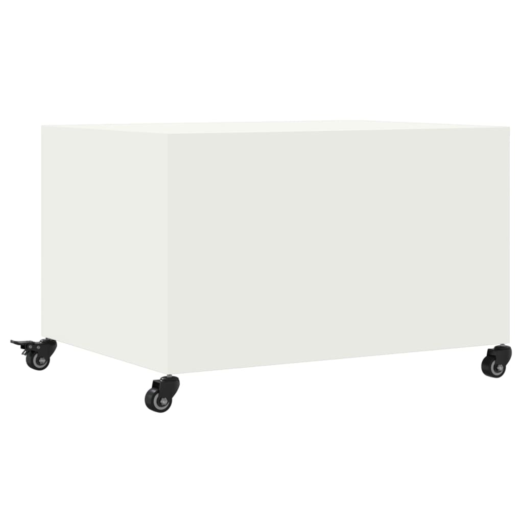 Tavolino da Salotto Bianco 68x50x43,5 cm in Acciaio