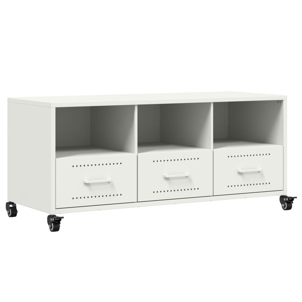 Mobile TV Bianco 100,5x39x43,5 cm in Acciaio