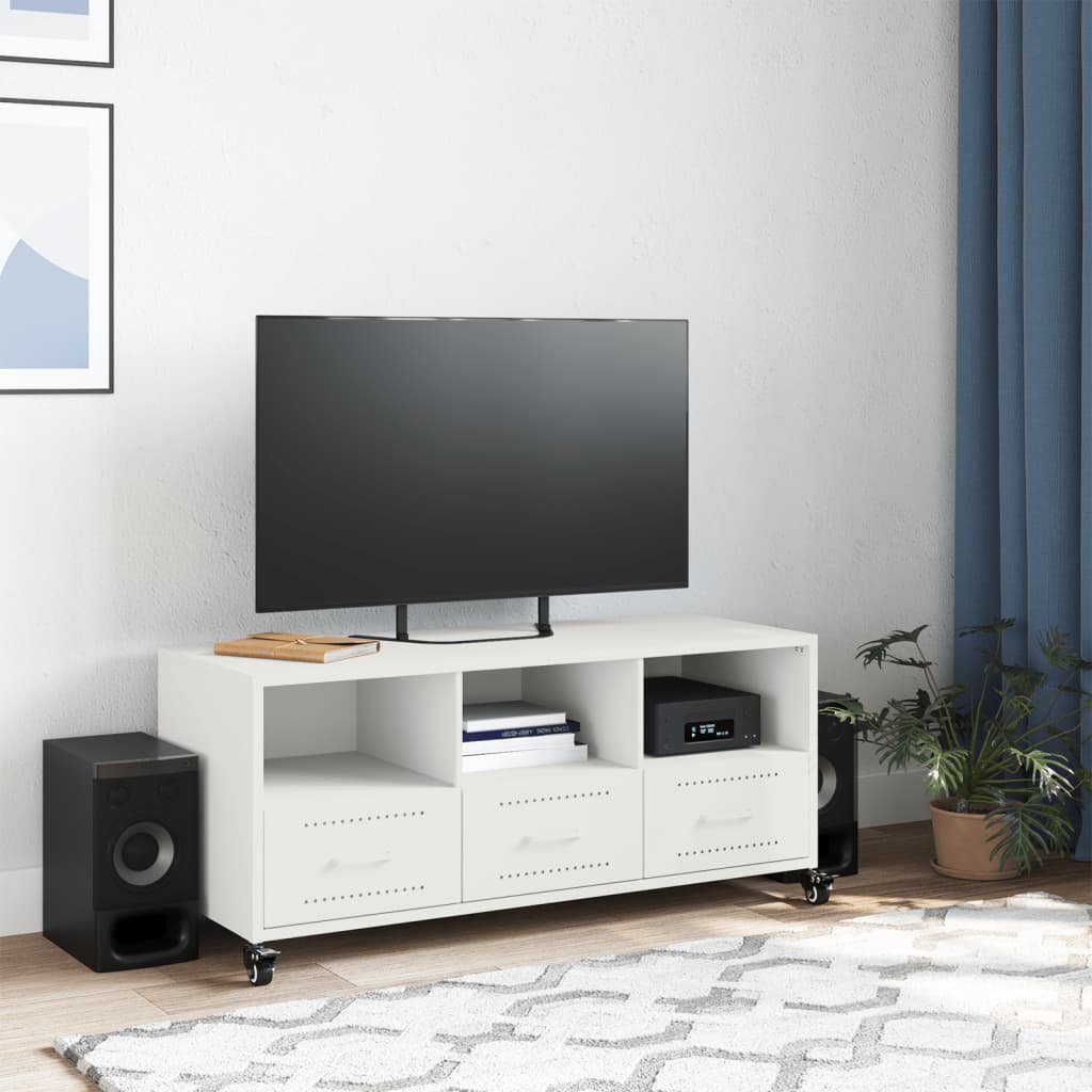 Mobile TV Bianco 100,5x39x43,5 cm in Acciaio