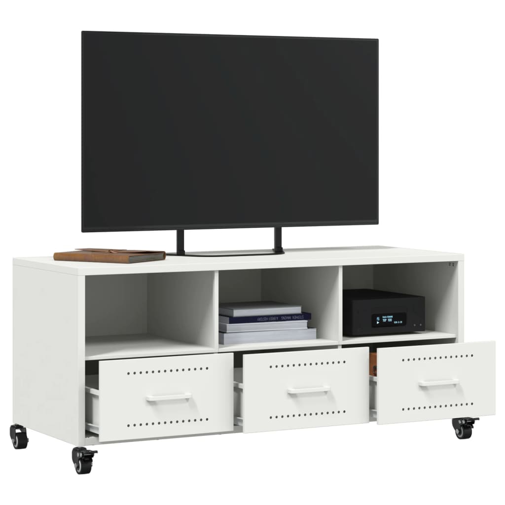 Mobile TV Bianco 100,5x39x43,5 cm in Acciaio