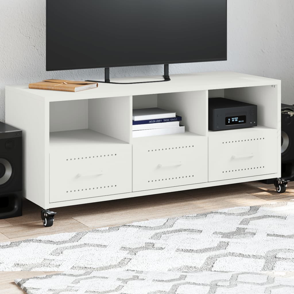 Mobile TV Bianco 100,5x39x43,5 cm in Acciaio