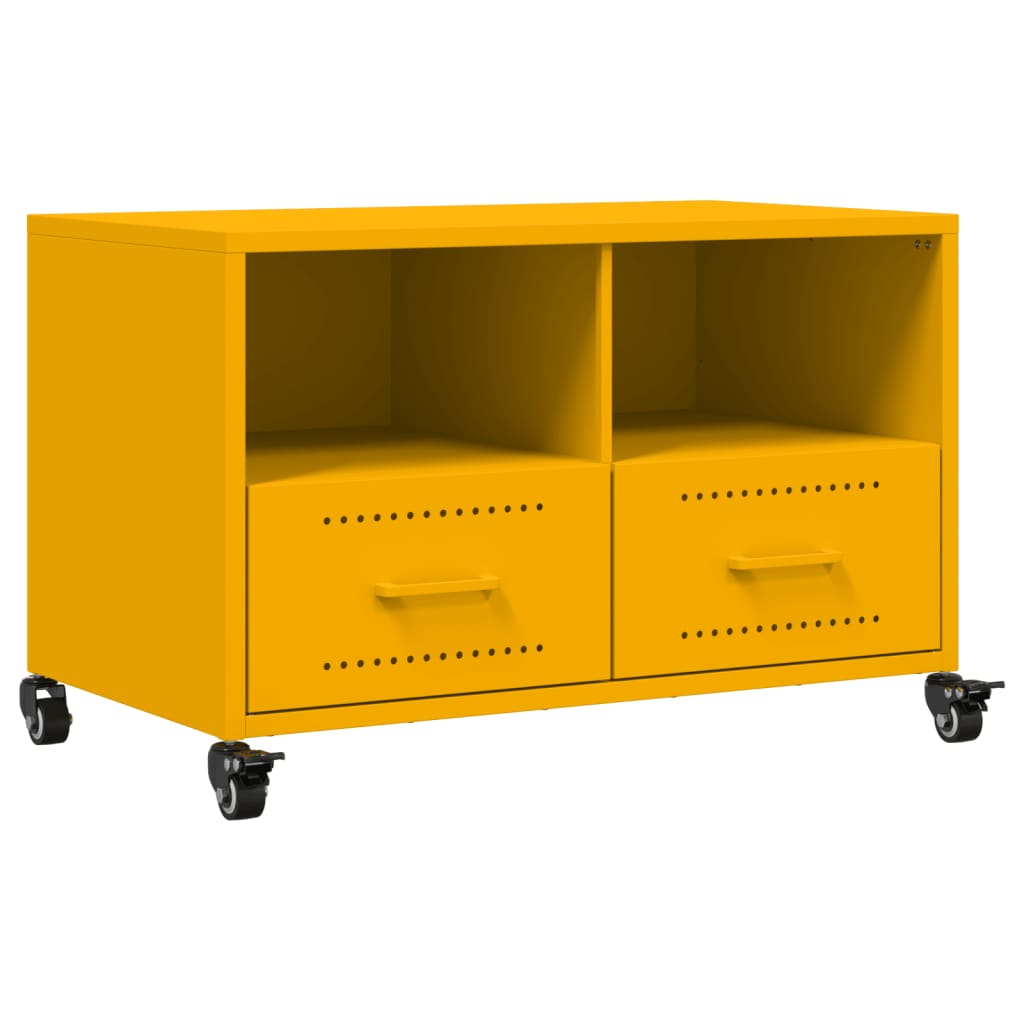Mobile TV Giallo Senape 68x39x43,5cm Acciaio Laminato a Freddo