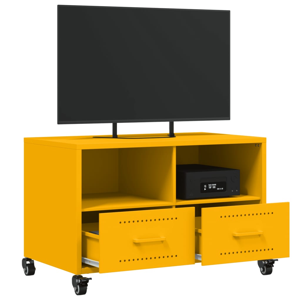 Mobile TV Giallo Senape 68x39x43,5cm Acciaio Laminato a Freddo