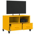 Mobile TV Giallo Senape 68x39x43,5cm Acciaio Laminato a Freddo