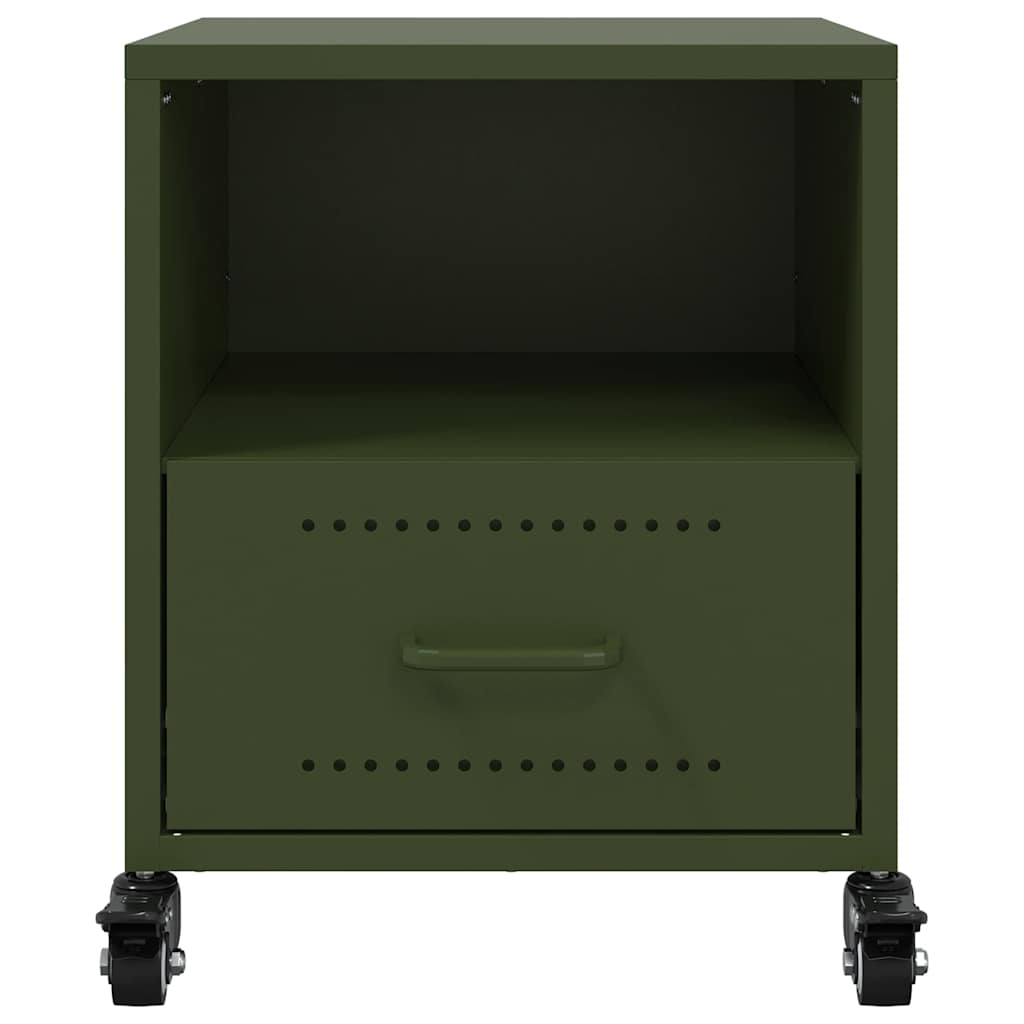 Comodino Verde Oliva 36x39x43,5 cm in Acciaio