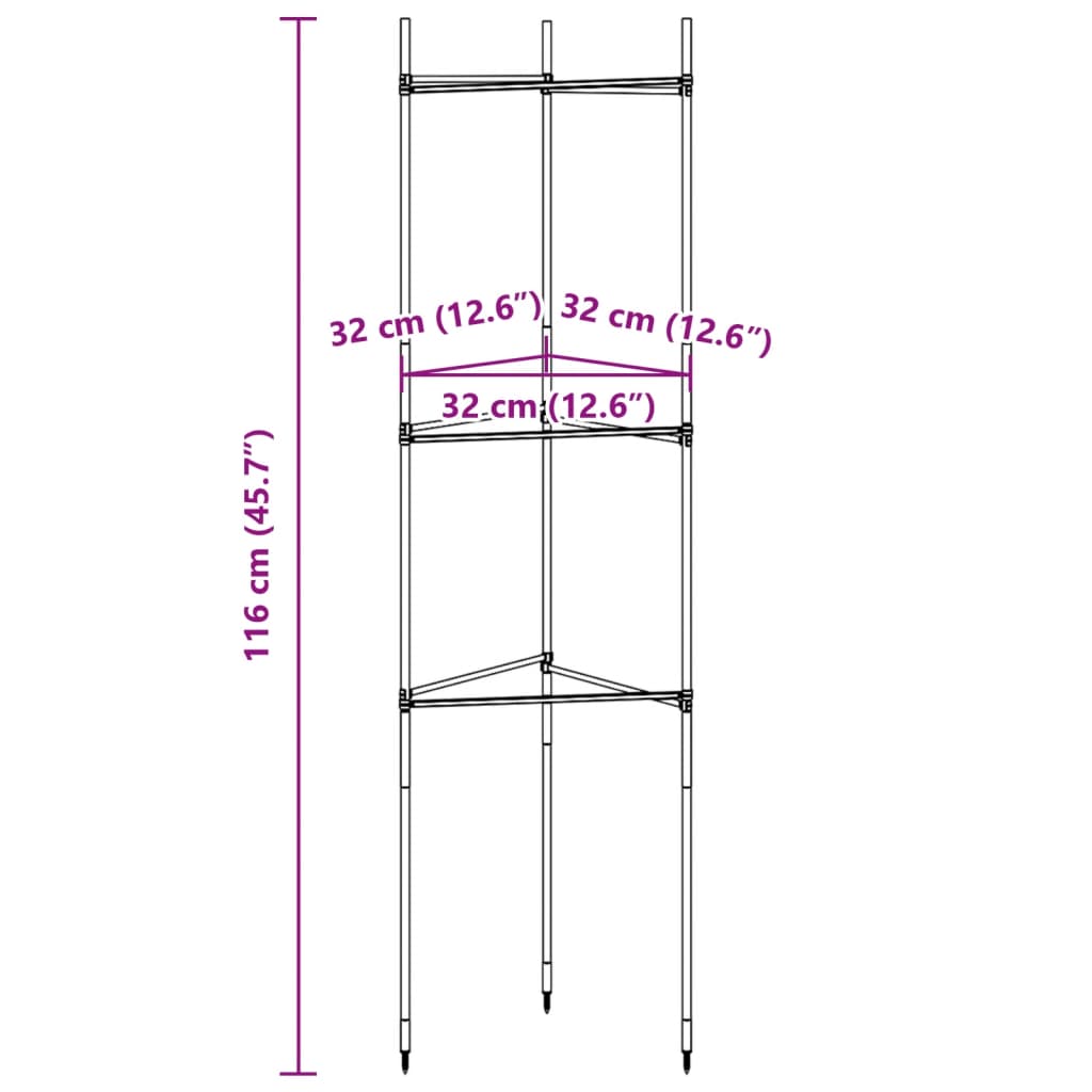Sostegno per Pomodori 2pz 116 cm in Acciaio e PP