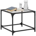 Tavolini con Piano in Vetro Trasparente 2 pz 50x50x40cm Acciaio