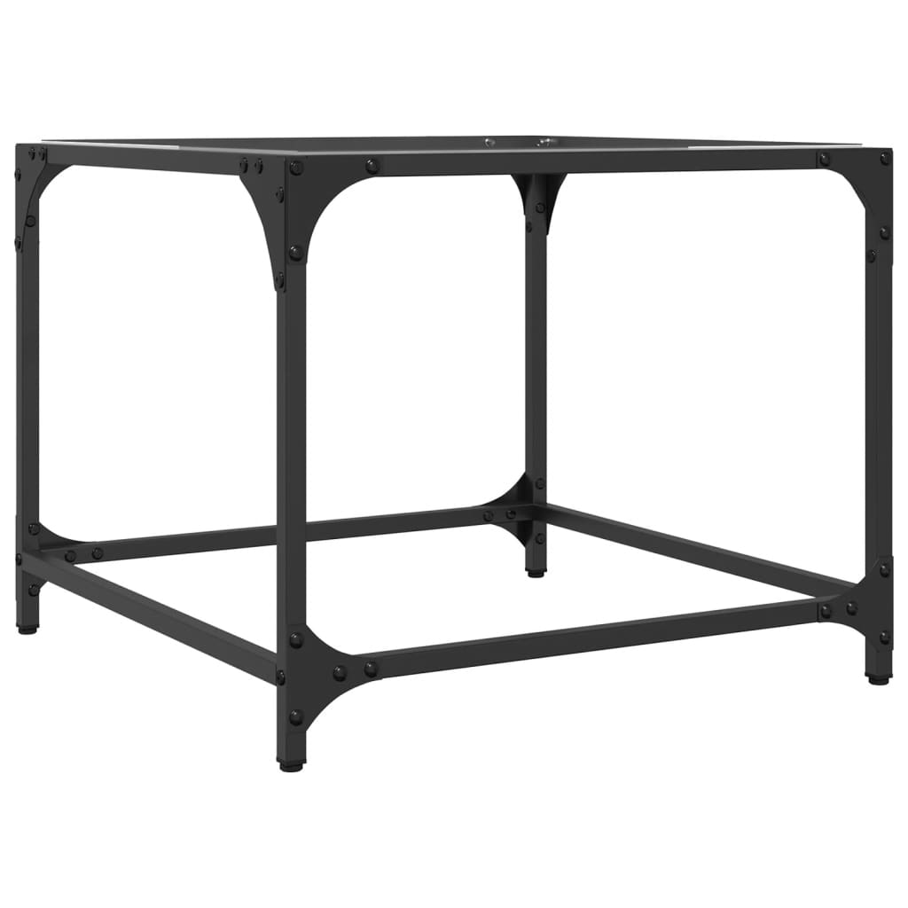 Tavolini con Piano in Vetro Trasparente 2 pz 50x50x40cm Acciaio