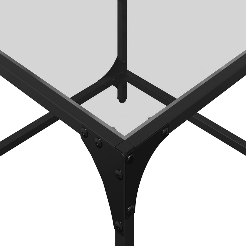 Tavolini con Piano in Vetro Trasparente 2 pz 50x50x40cm Acciaio