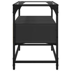 Mobile TV con Piano in Vetro Nero 60x35x51 cm Legno Multistrato