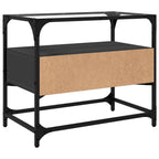 Mobile TV con Piano in Vetro Nero 60x35x51 cm Legno Multistrato