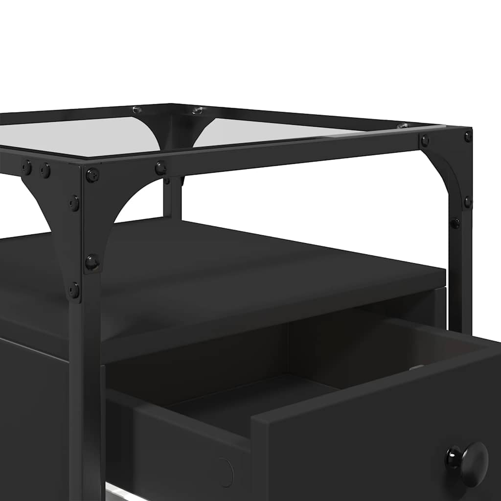 Comodini 2 pz Neri 40x40x55 cm in Legno Multistrato
