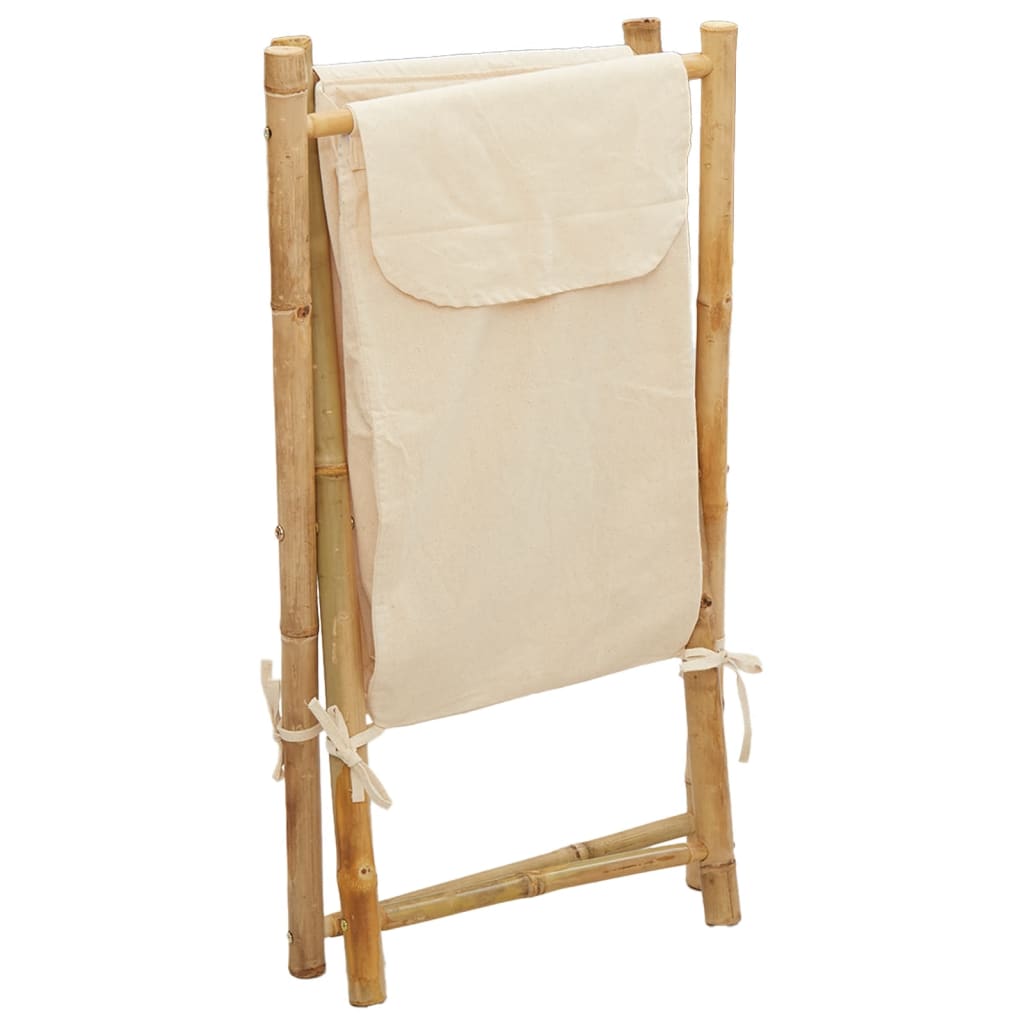 Cesto per Biancheria Bianco Crema 41,5x36x63,5 cm in Bambù