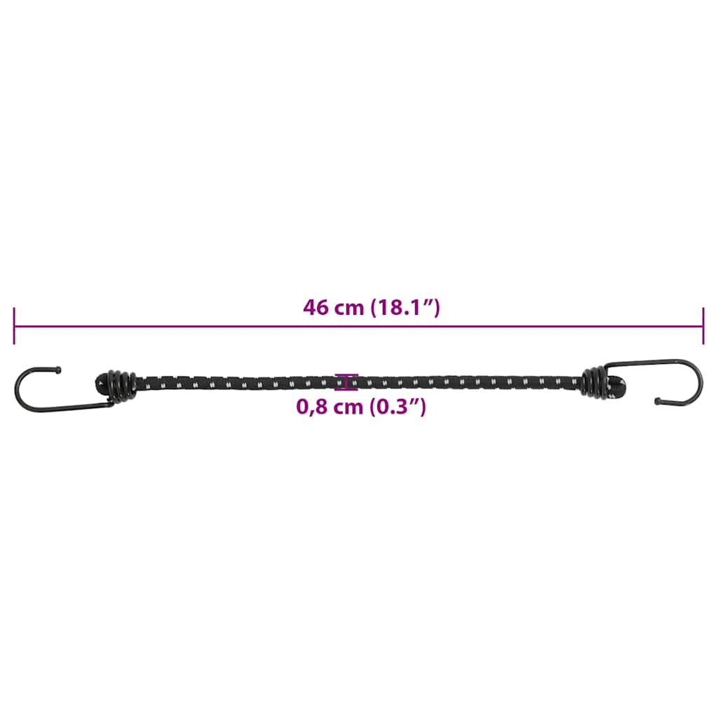 Corde Elastiche con Strisce Riflettenti e Ganci 25 pz 46 cm