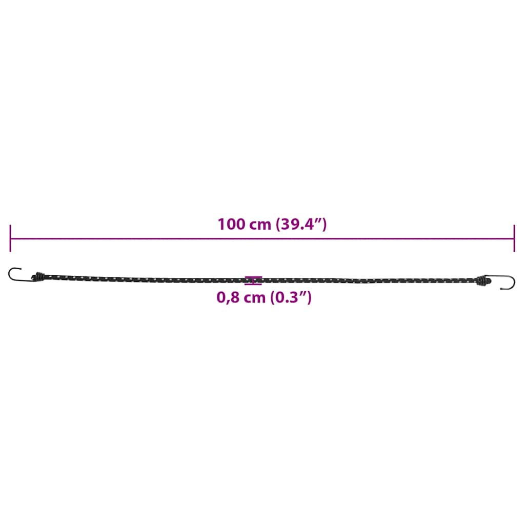 Corde Elastiche con Strisce Riflettenti e Ganci 10 pz 100 cm