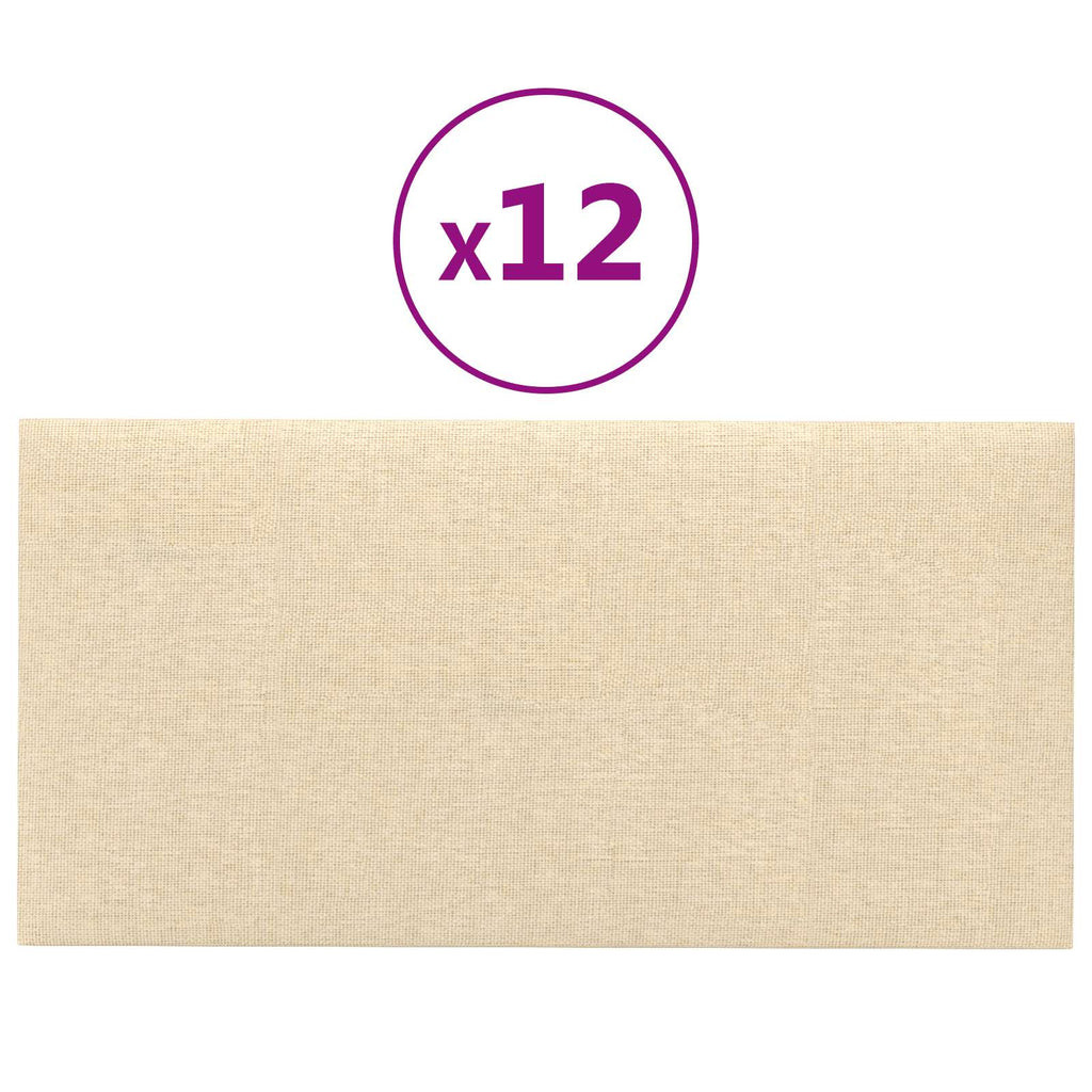 Testiera da Parete 12 pcs Crema 30 x 15 cm Tessuto