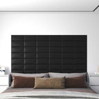 Testiera da Parete 12 pcs Nero 30 x 15 cm Tessuto