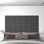 Testiera da Parete 12 pcs Grigio 30 x 15 cm Tessuto