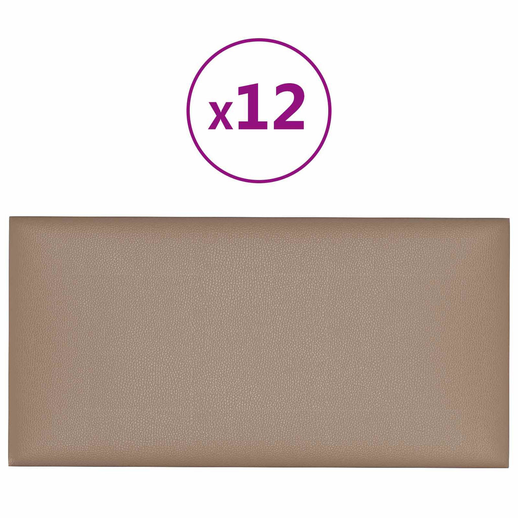 Testiera da Parete 12 pcs Cappuccino 30 x 15 cm Tessuto