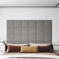 Testiera da Parete 12 pcs Grigio chiaro 30 x 30 cm Tessuto
