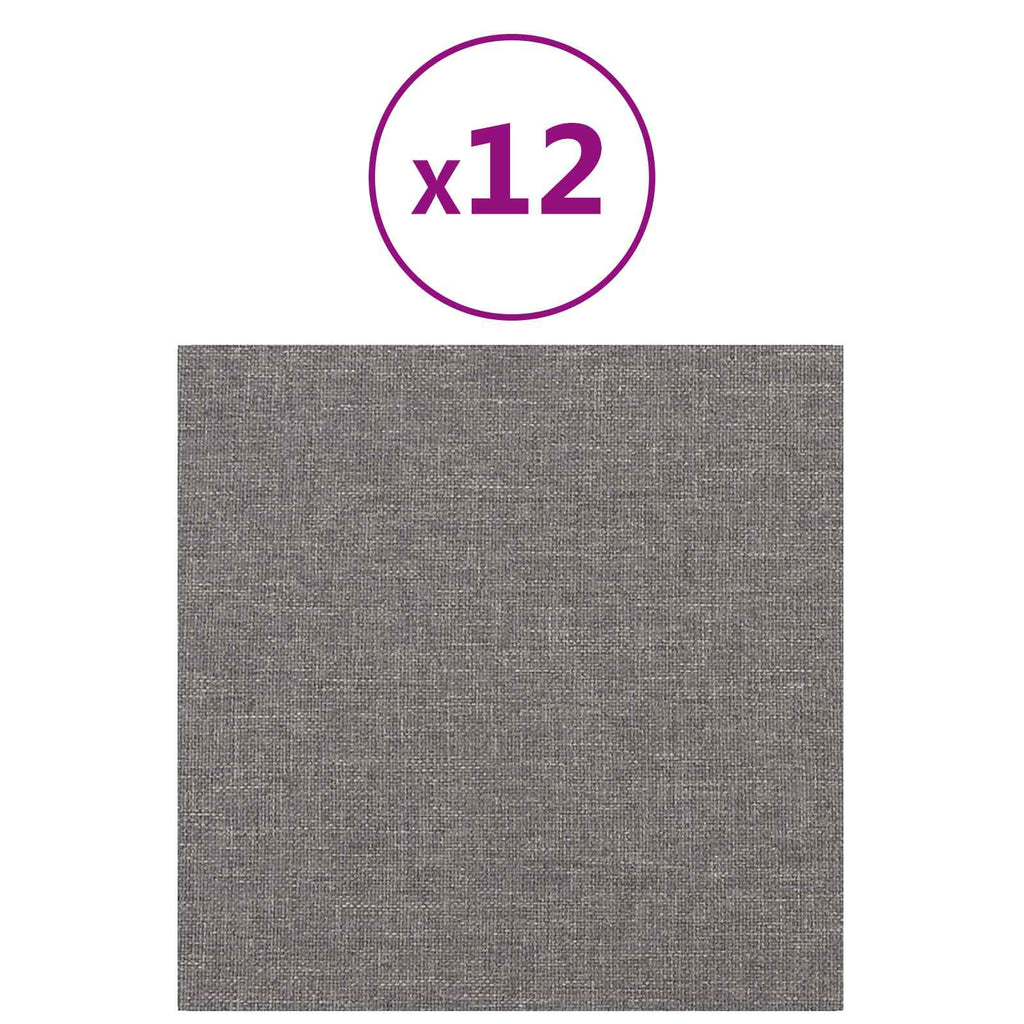 Testiera da Parete 12 pcs Grigio chiaro 30 x 30 cm Tessuto