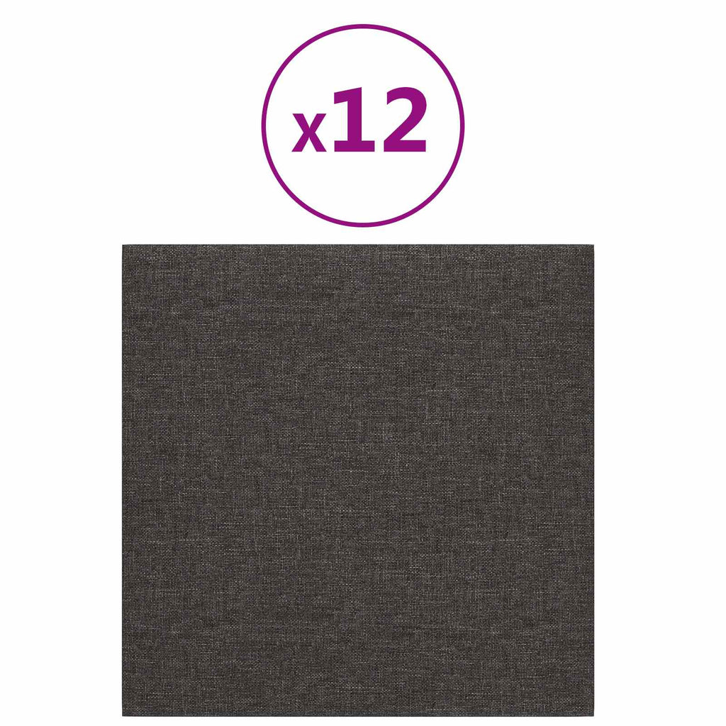 Testiera da Parete 12 pcs Grigio scuro 30 x 30 cm Tessuto