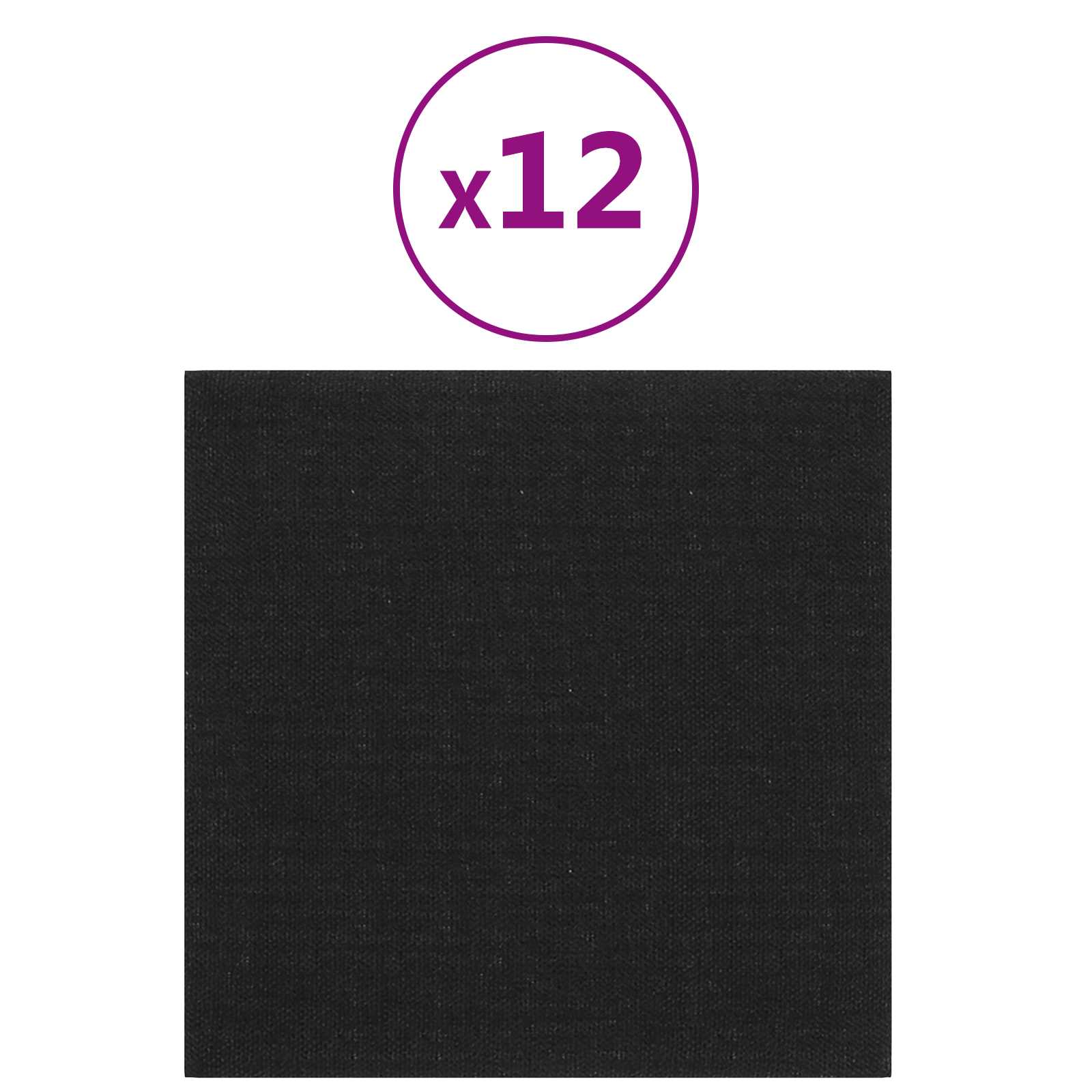 Testiera da Parete 12 pcs Nero 30 x 30 cm Tessuto