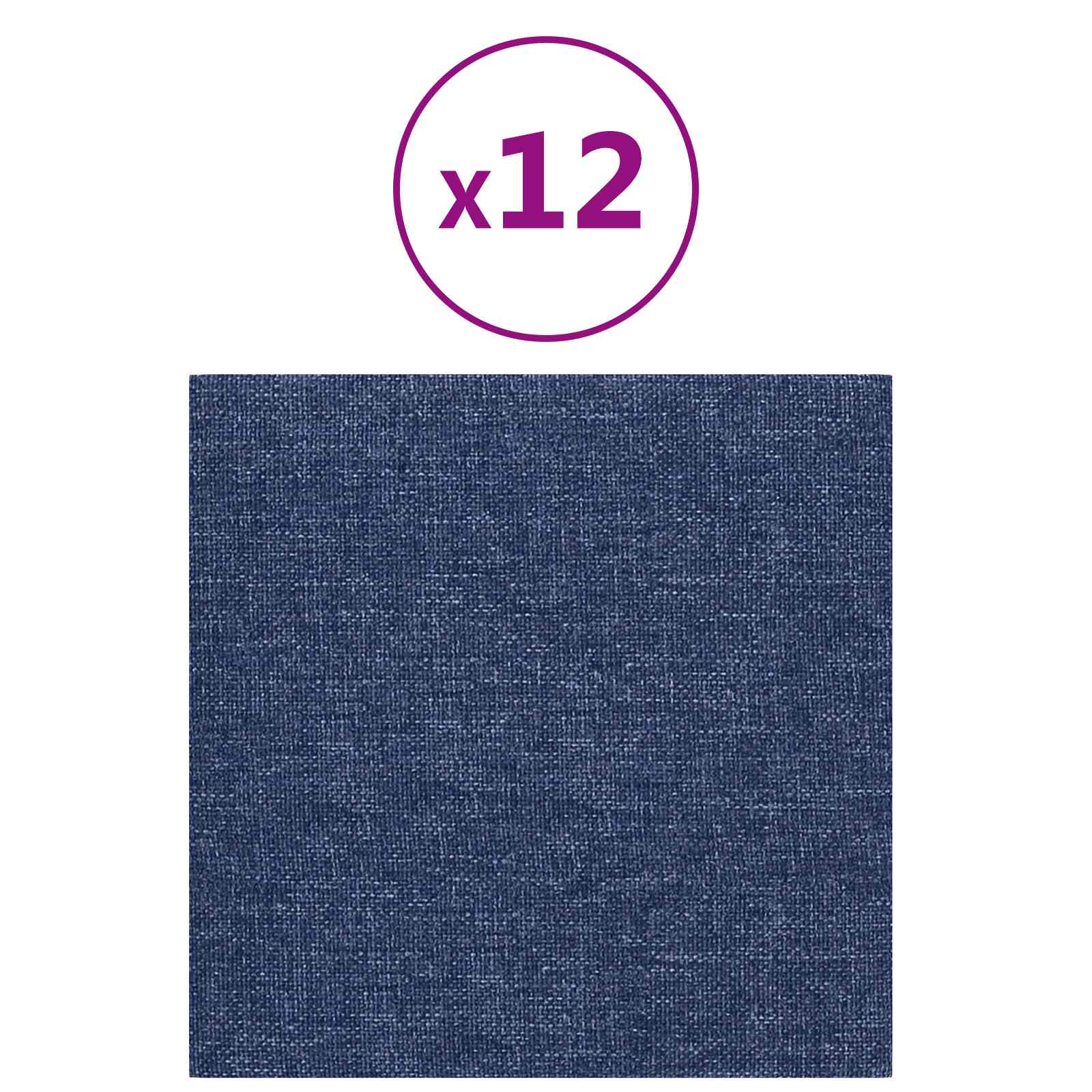 Testiera da Parete 12 pcs Blu 30 x 30 cm Tessuto