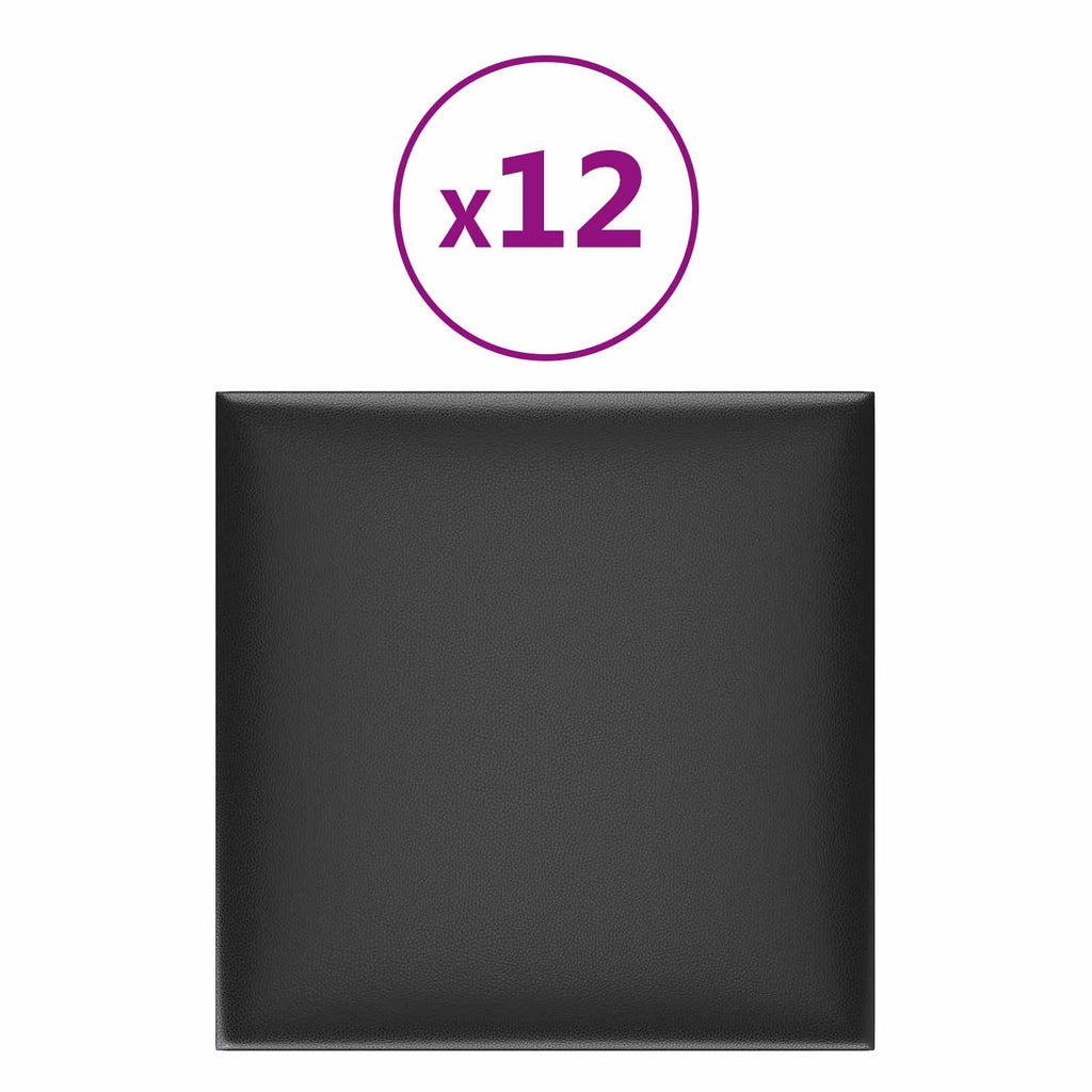 Testiera da Parete 12 pcs Nero 30 x 30 cm Tessuto
