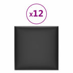 Testiera da Parete 12 pcs Nero 30 x 30 cm Tessuto
