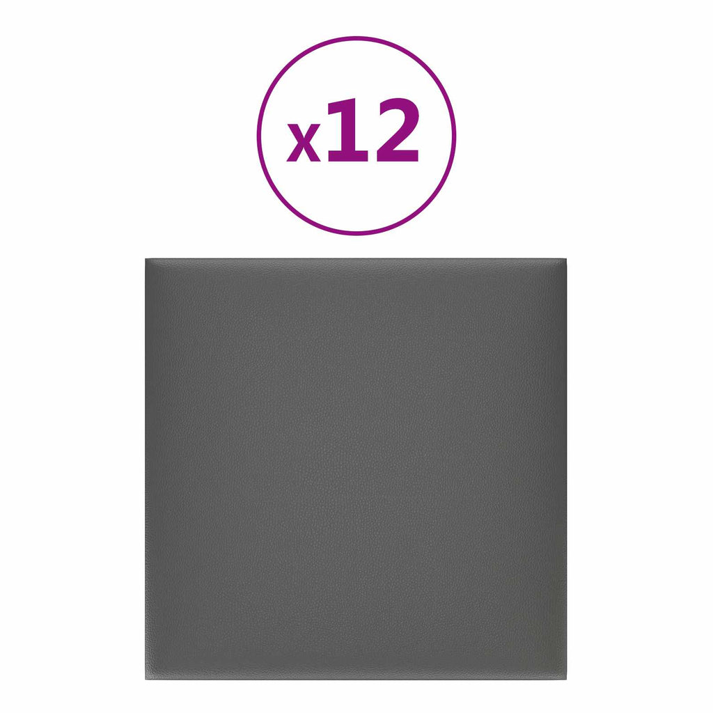 Testiera da Parete 12 pcs Grigio 30 x 30 cm Tessuto