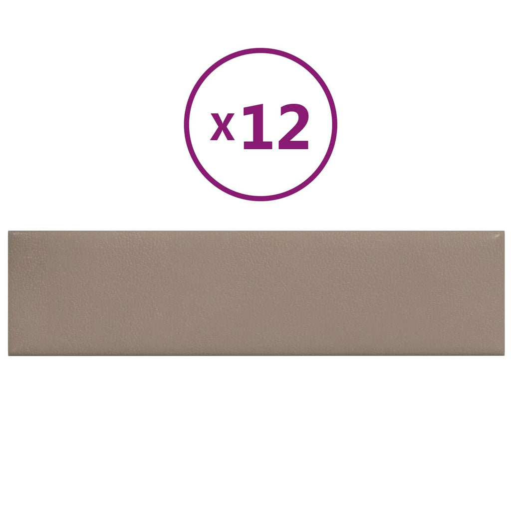 Testiera da Parete 12 pcs Cappuccino 60 x 15 cm Tessuto