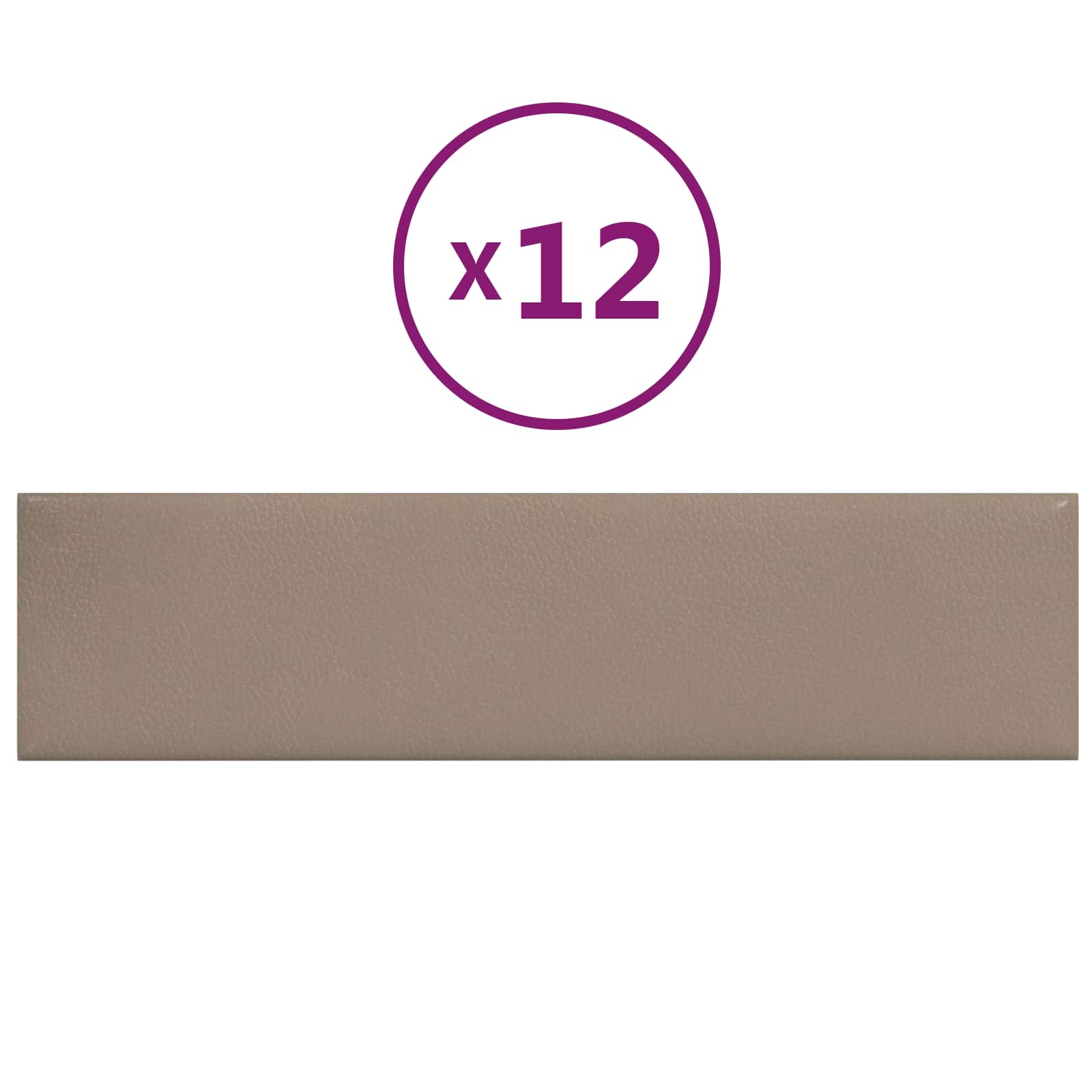 Testiera da Parete 12 pcs Cappuccino 60 x 15 cm Tessuto