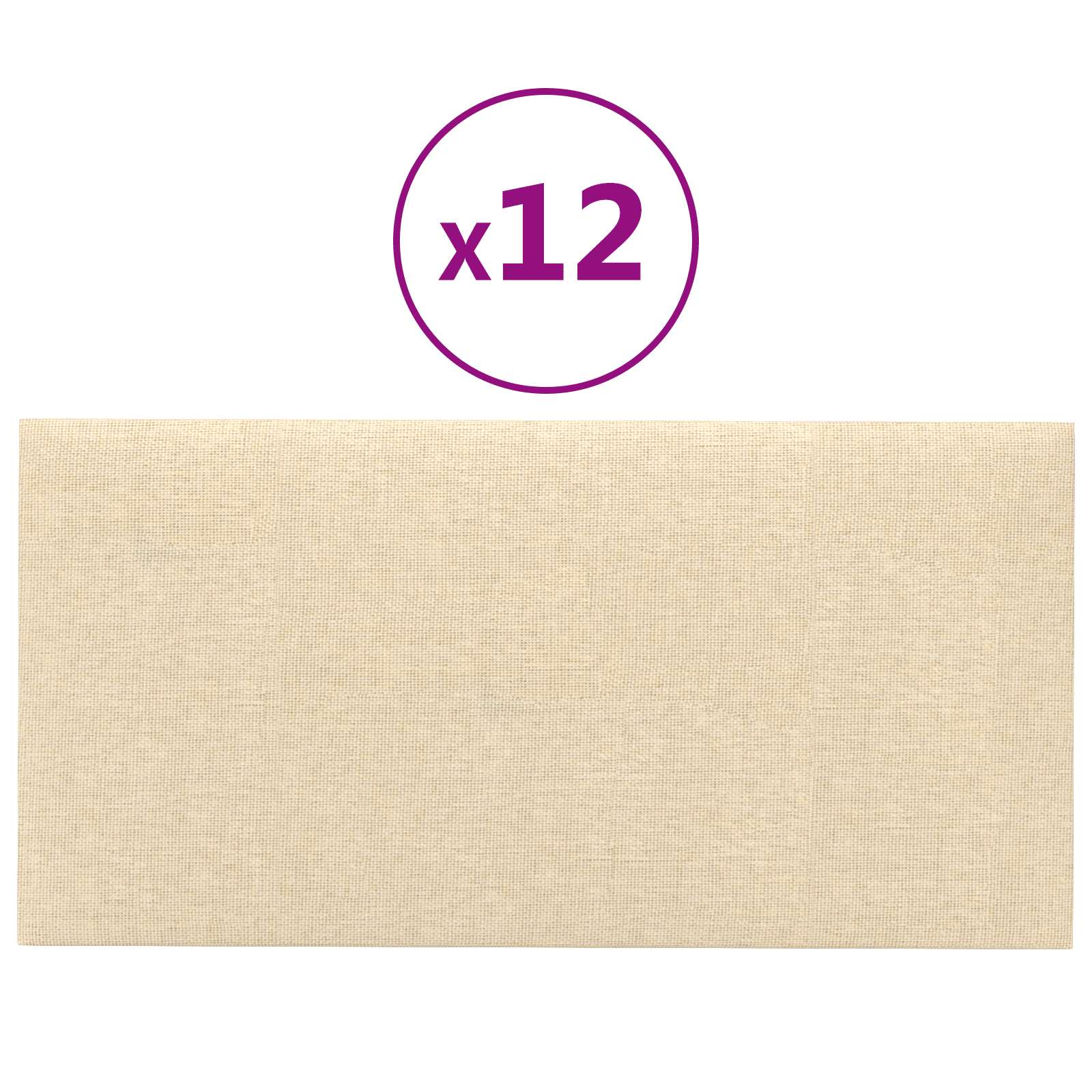 Testiera da Parete 12 pcs Crema 60 x 30 cm Tessuto