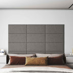 Testiera da Parete 12 pcs Grigio chiaro 60 x 30 cm Tessuto